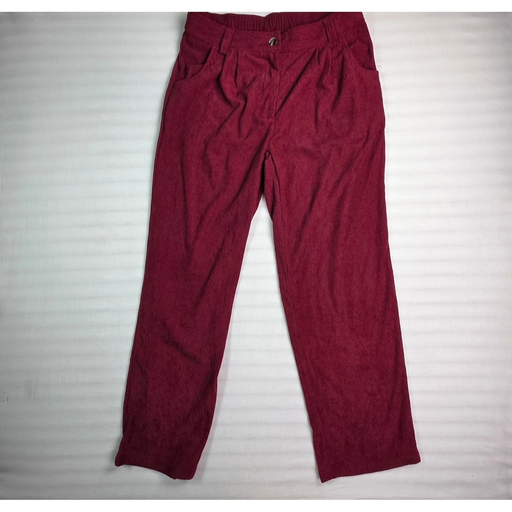 Halara Burgundy Corduroy High Waisted Straight Leg Pants Womens Medium Regular